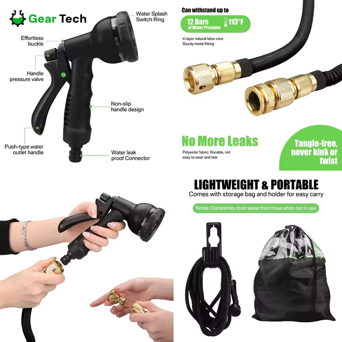 Expandable Garden Hose with 8 Spray Functions
