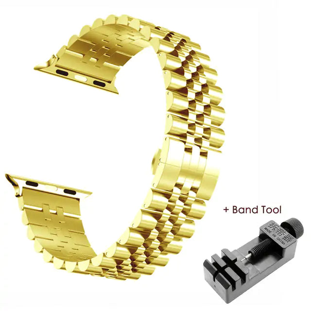 Stainless Steel Apple Watch Bracelet - Adjustable, Elegant Design