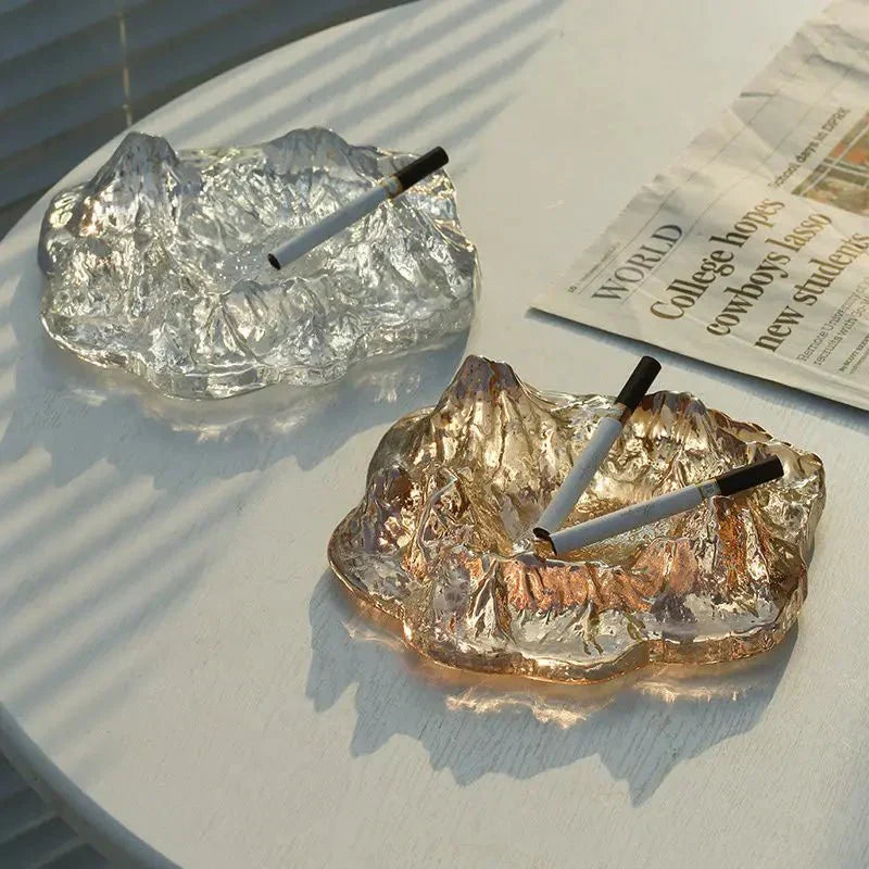 Glass Glacier Mountain Ashtray Decor