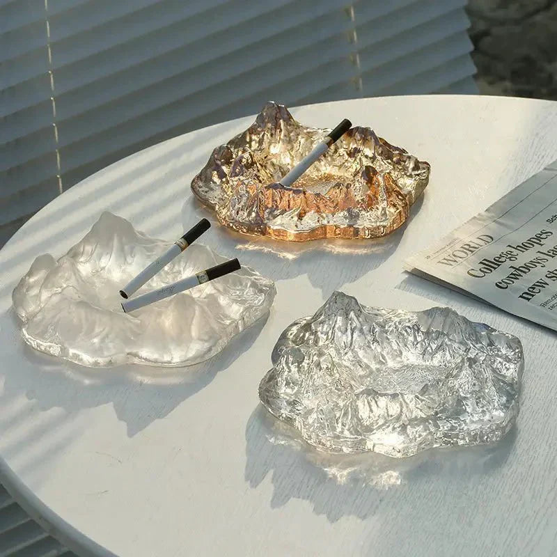 Glass Glacier Ashtray - Decorative Mountain Design