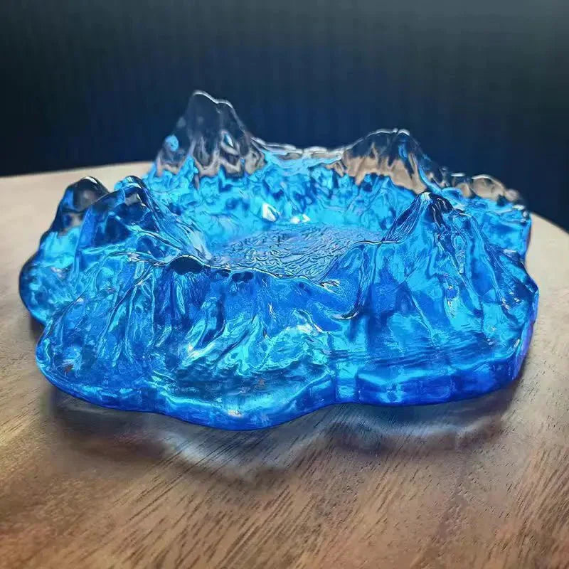 Glass Glacier Mountain Ashtray Decor