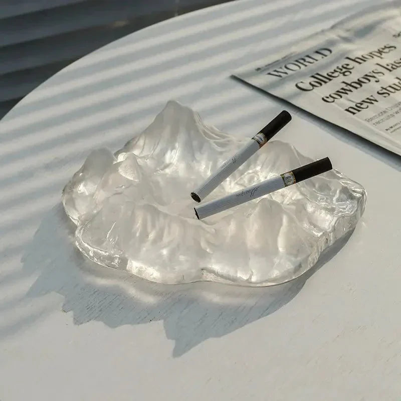 Glass Glacier Mountain Ashtray Decor