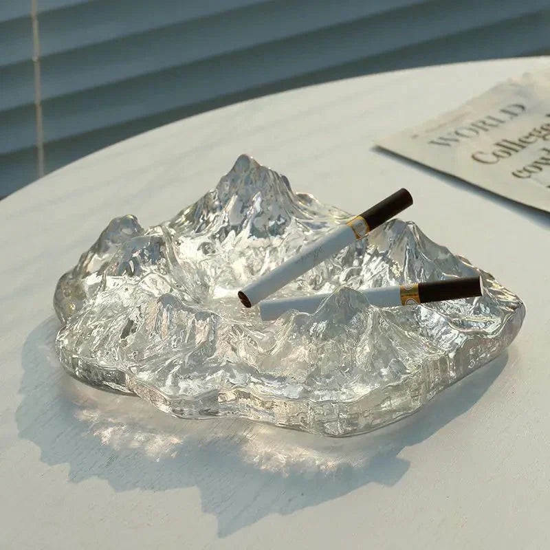 Crystal Glass Glacier Ashtray Decor