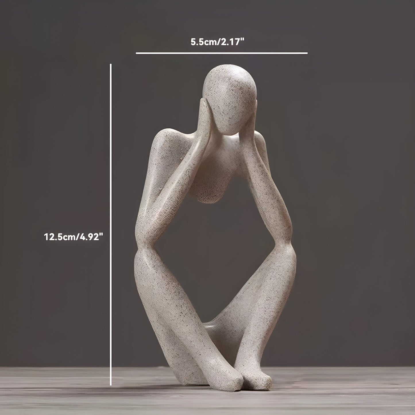 Sand-Hued Abstract Thinker Sculpture in Scandinavian Design
