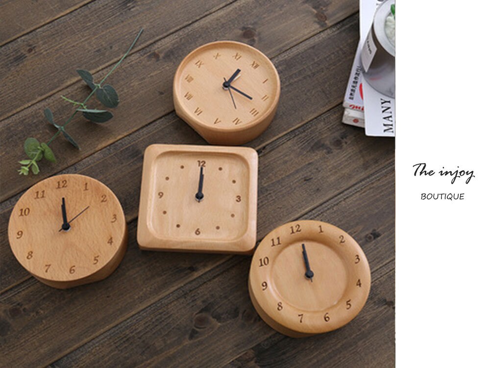 Minimalist Beech Wood Alarm Clock - Handcrafted Desk and Nightstand Clock