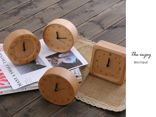 Beech Wood Minimalist Alarm Clock - Handcrafted No Screen Nightstand Clock