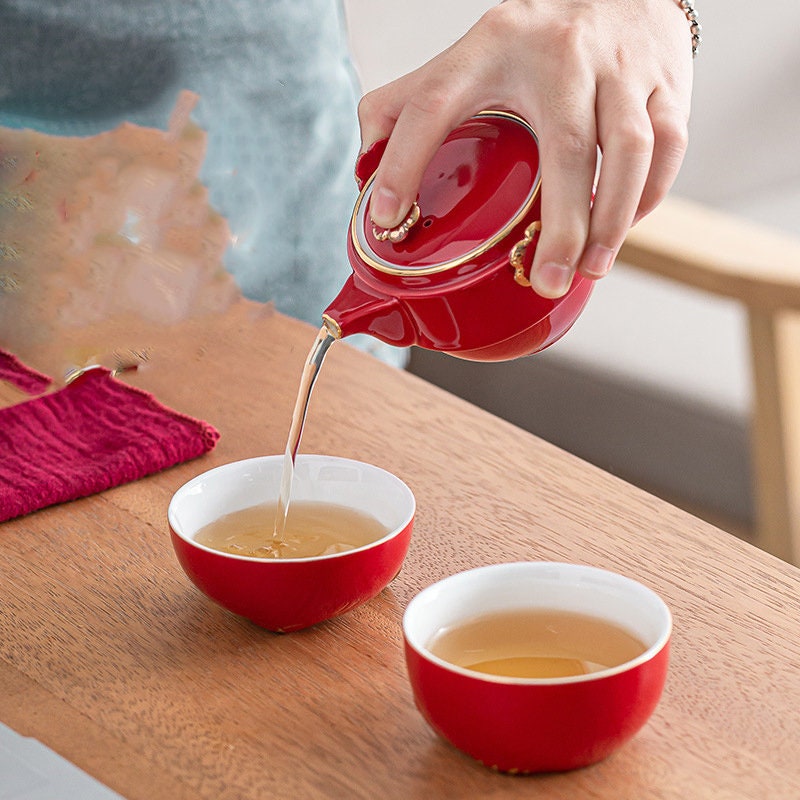 Ceramic Lucky Cat Tea Cup Set with Strainer and Lid
