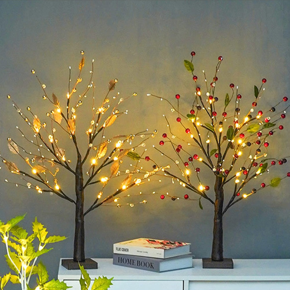Rustic LED Light Tree Table Lamp with Customizable Branches