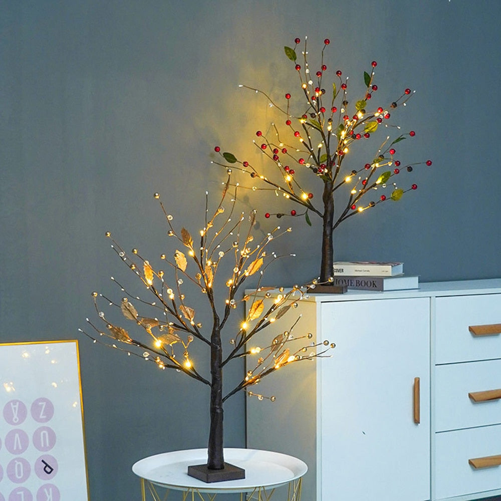 Rustic LED Light Tree Table Lamp with Customizable Branches
