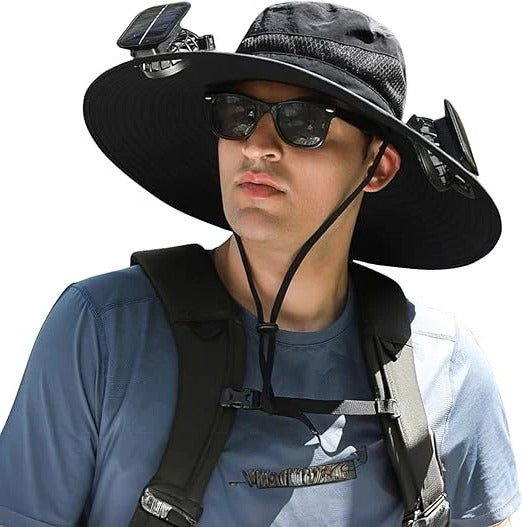 Cooling Sun Hat with Dual Fans and Adjustable Fit for Men