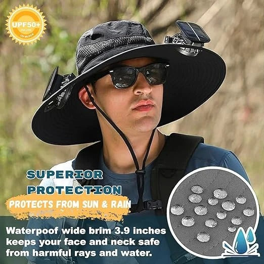 Cooling Sun Hat with Dual Fans and Adjustable Fit for Men