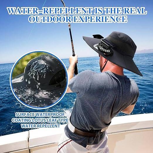 Cooling Sun Hat with Dual Fans and Adjustable Fit for Men