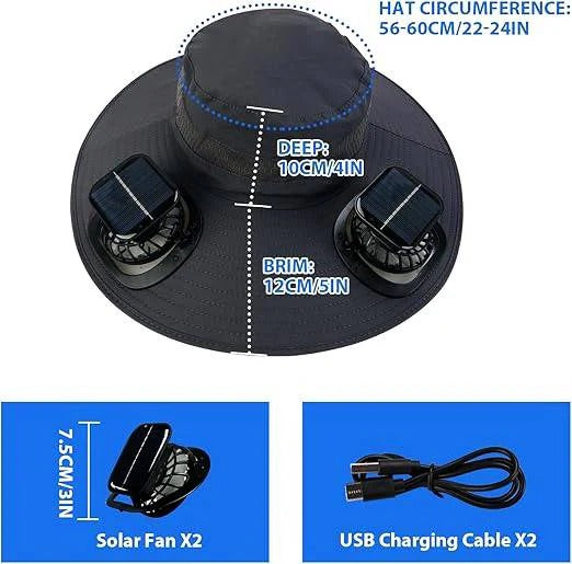 Cooling Sun Hat with Dual Fans and Adjustable Fit for Men