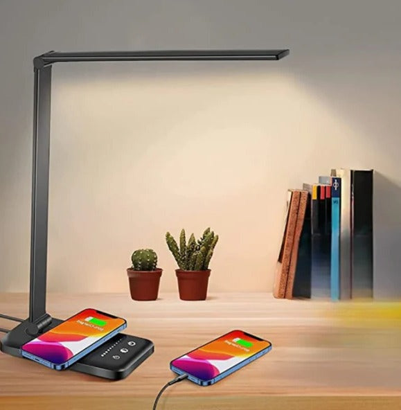 Adjustable LED Desk Lamp with Charging Port and Touch Control