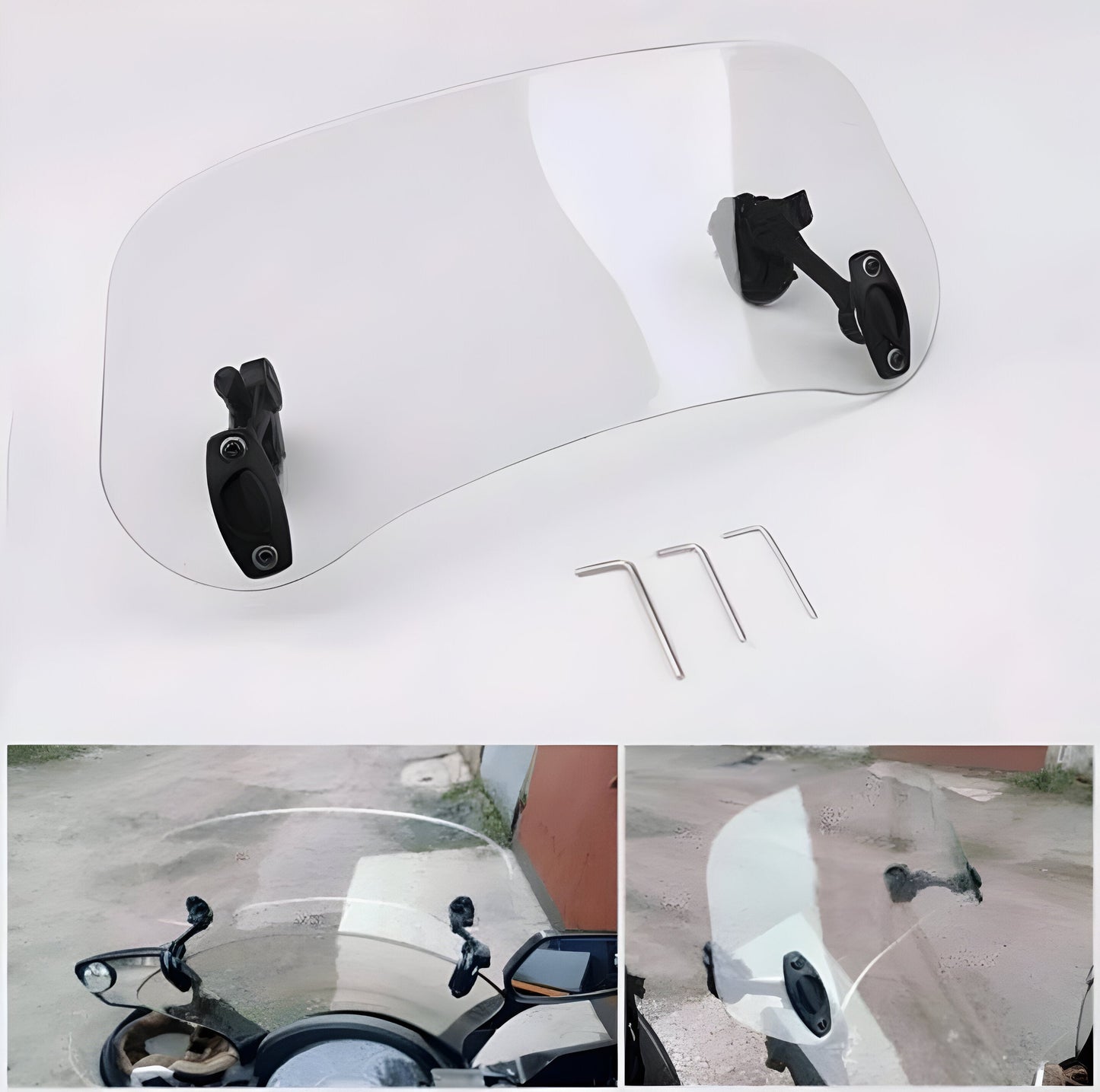 Adjustable Motorcycle Windshield Extension for Enhanced Wind Protection