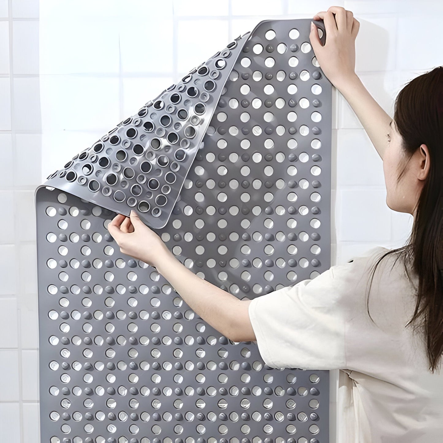 Non-Slip Textured Shower Mat with Suction Base