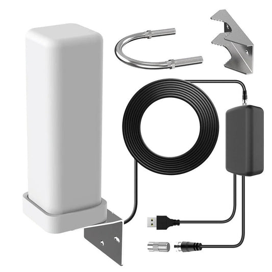 360° Outdoor HDTV Antenna with Signal Amplifier and Plug & Play Setup