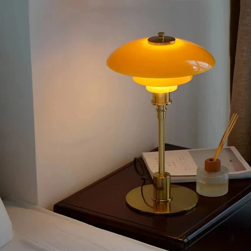Dimmable Curved Shade Table Lamp with E27 Base