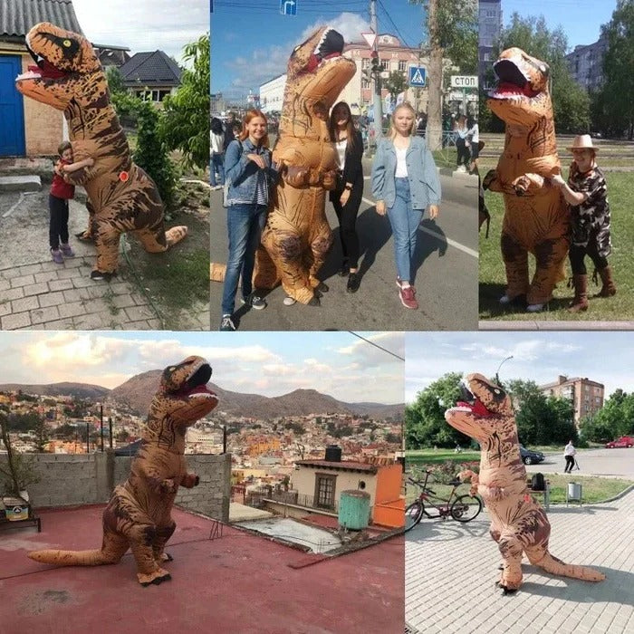 Inflatable T Rex Dinosaur Costume with Built-In Blower Fan