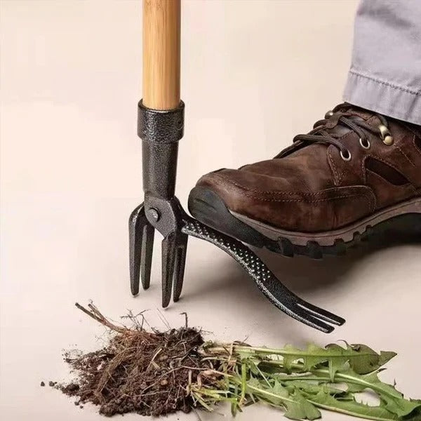 Ergonomic Stand Up Weed Puller with 4 Claw Root Remover