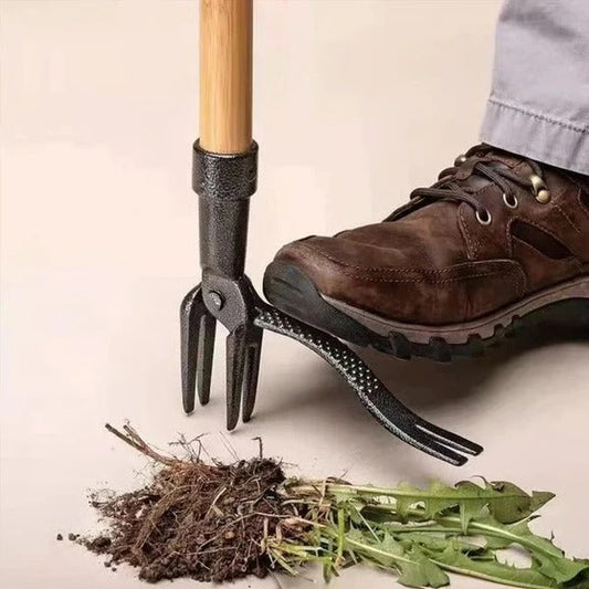 Ergonomic Stand Up Weed Puller with 4 Claw Root Remover