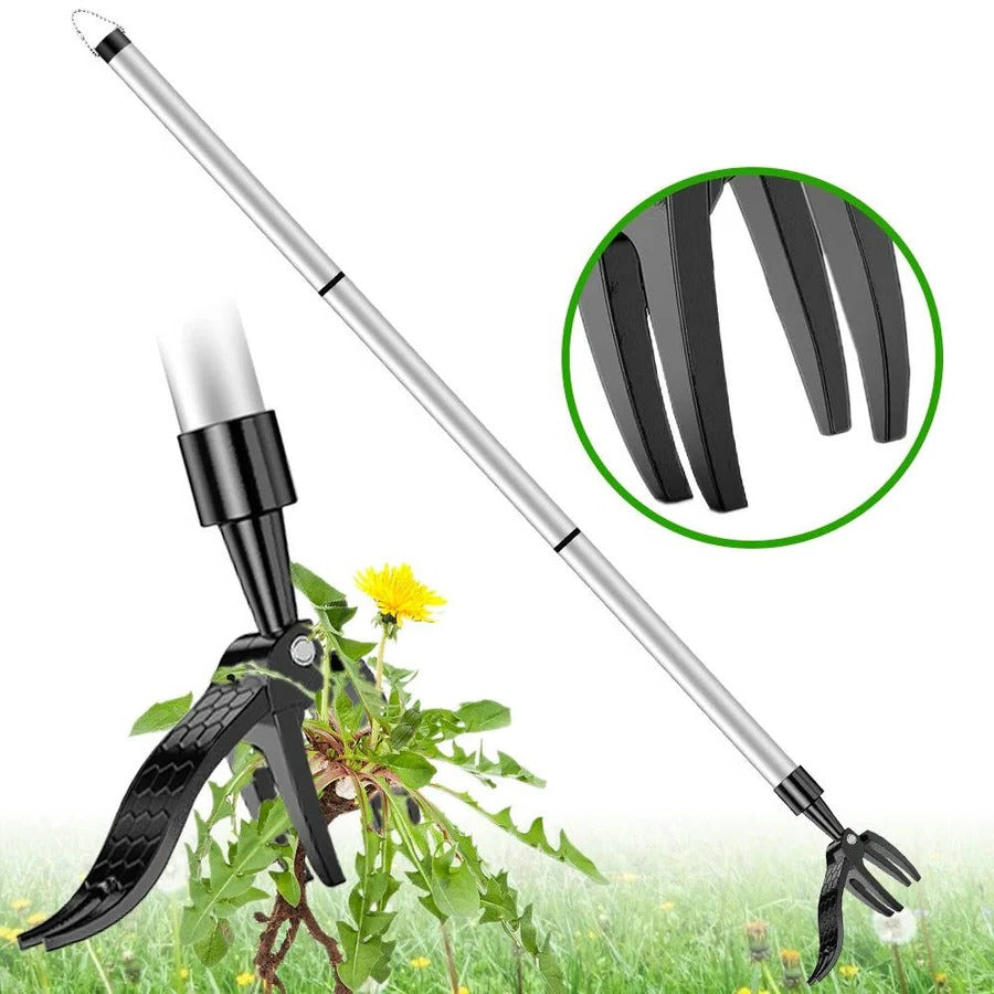 Stand Up Weed Puller Tool with 4 Claw Root Removal and Foot Pedal