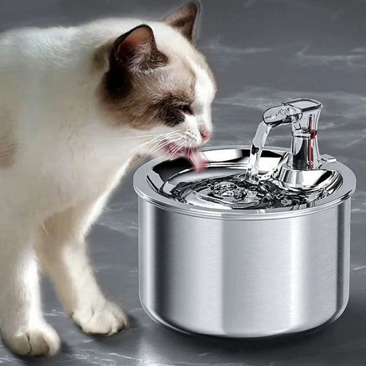 Stainless Steel Cat Water Fountain with Motion Sensor and 4-Layer Filter