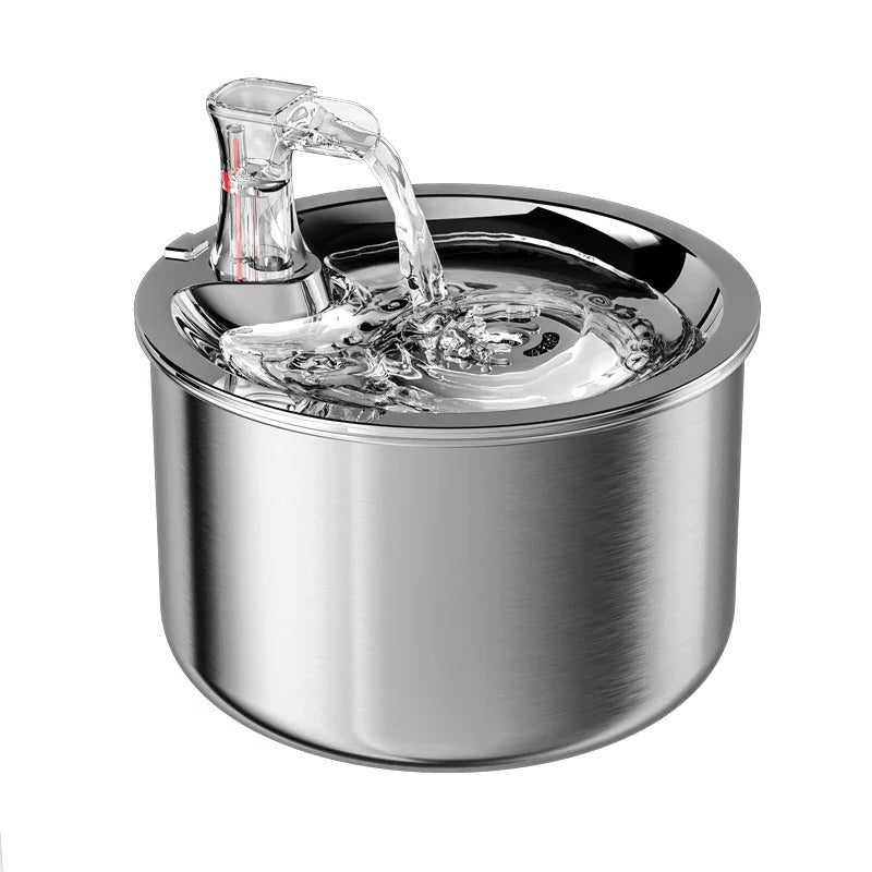 Stainless Steel Cat Water Fountain with Motion Sensor and 4-Layer Filter
