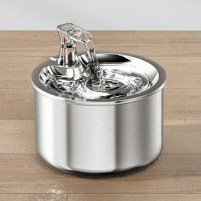 Stainless Steel Cat Water Fountain with Motion Sensor and 4-Layer Filter