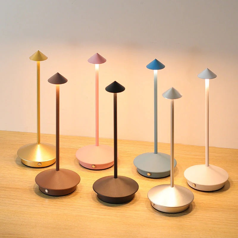 Wireless LED Table Lamp with Touch Dimming and Rechargeable Battery