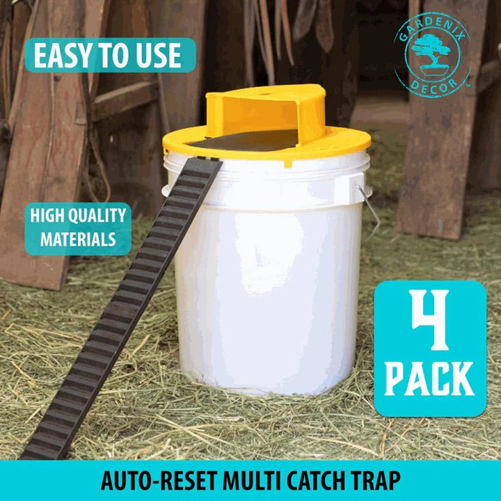 Auto-Reset Bucket Lid Mouse Trap System for Rodent Control
