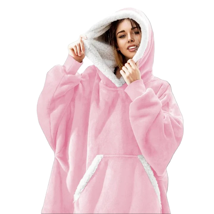 Giant Plaid Wearable Blanket Hoodie with Pockets