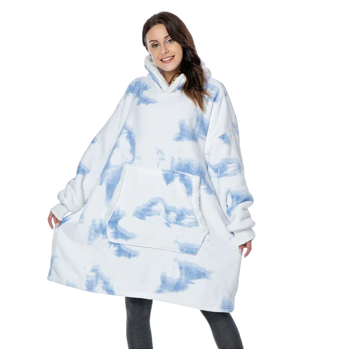 Giant Plaid Wearable Blanket Hoodie with Pockets