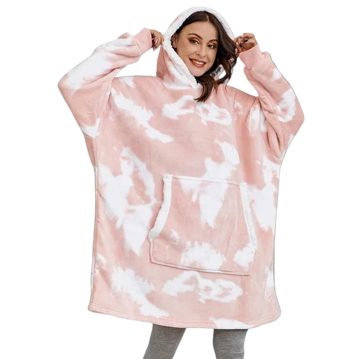 Giant Plaid Wearable Blanket Hoodie with Pockets