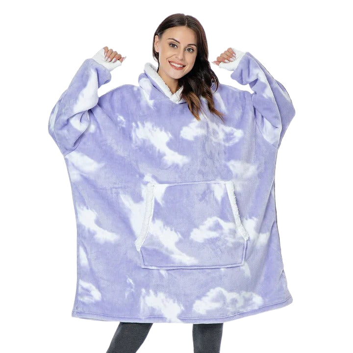 Giant Plaid Wearable Blanket Hoodie with Pockets