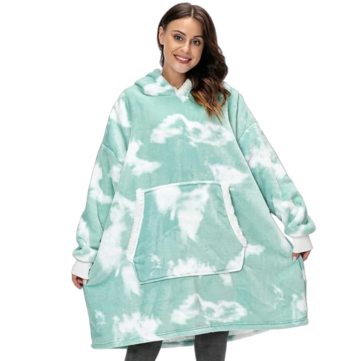 Giant Plaid Wearable Blanket Hoodie with Pockets