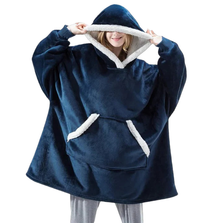 Giant Plaid Wearable Blanket Hoodie with Pockets