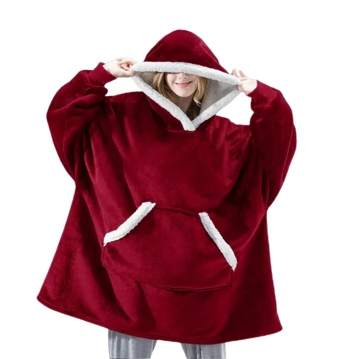Giant Plaid Wearable Blanket Hoodie with Pockets
