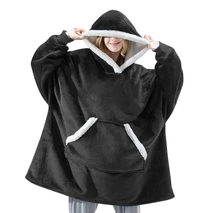 Giant Plaid Wearable Blanket Hoodie with Pockets