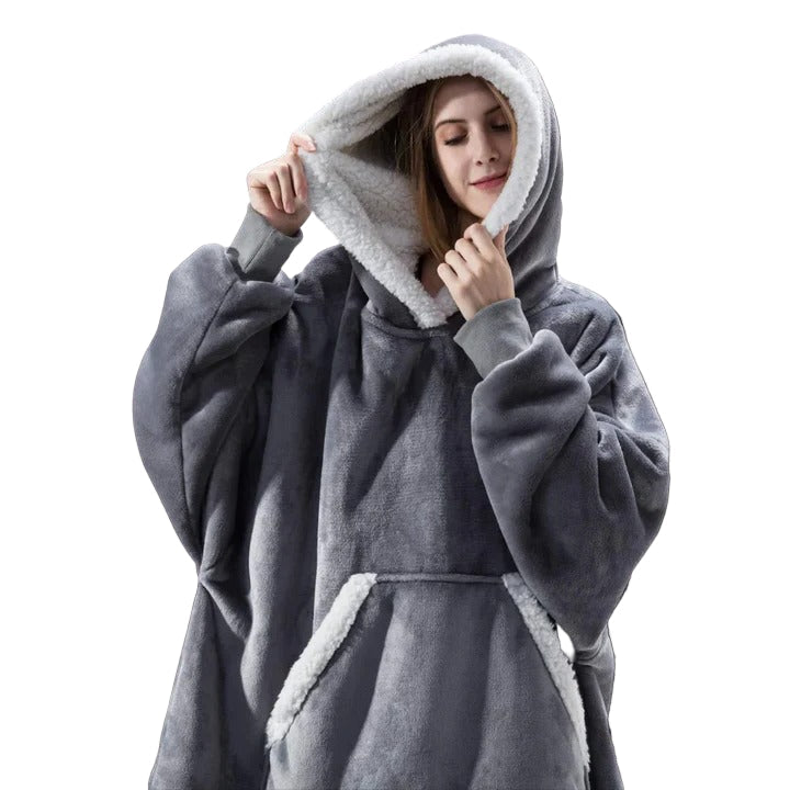 Giant Plaid Wearable Blanket Hoodie with Pockets