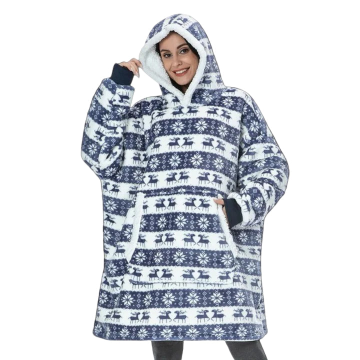 Giant Plaid Wearable Blanket Hoodie with Pockets