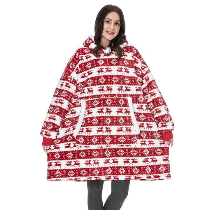 Giant Plaid Wearable Blanket Hoodie with Pockets