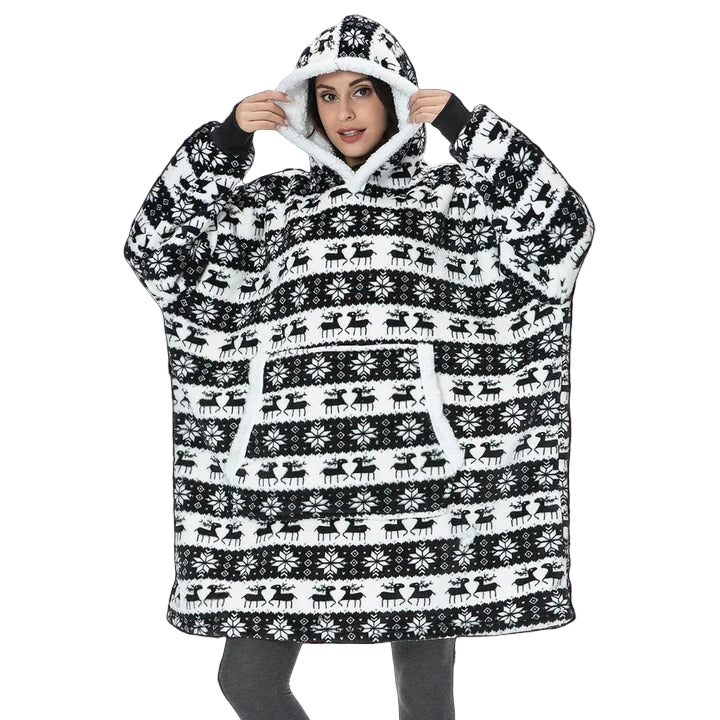 Giant Plaid Wearable Blanket Hoodie with Pockets