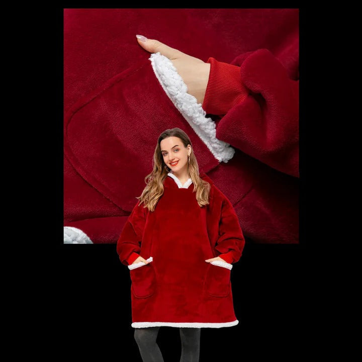 Giant Plaid Wearable Blanket Hoodie with Pockets