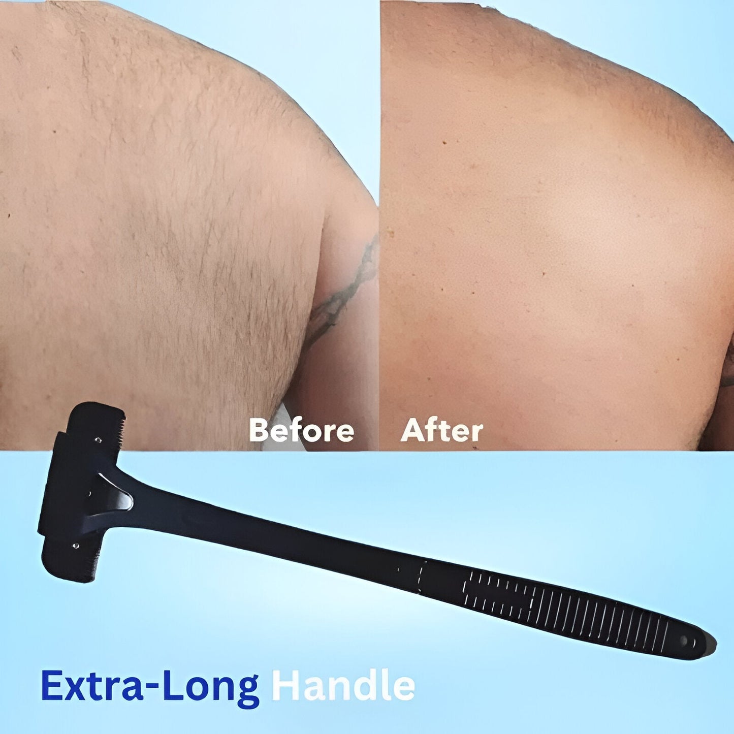 Extended-Reach Back Shaver with Detachable Head for Men