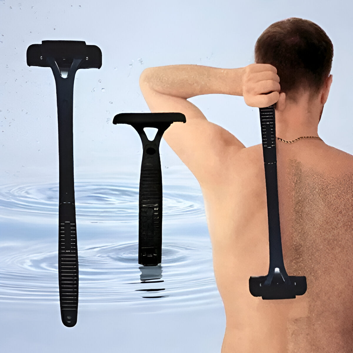 Extended-Reach Back Shaver with Detachable Head for Men