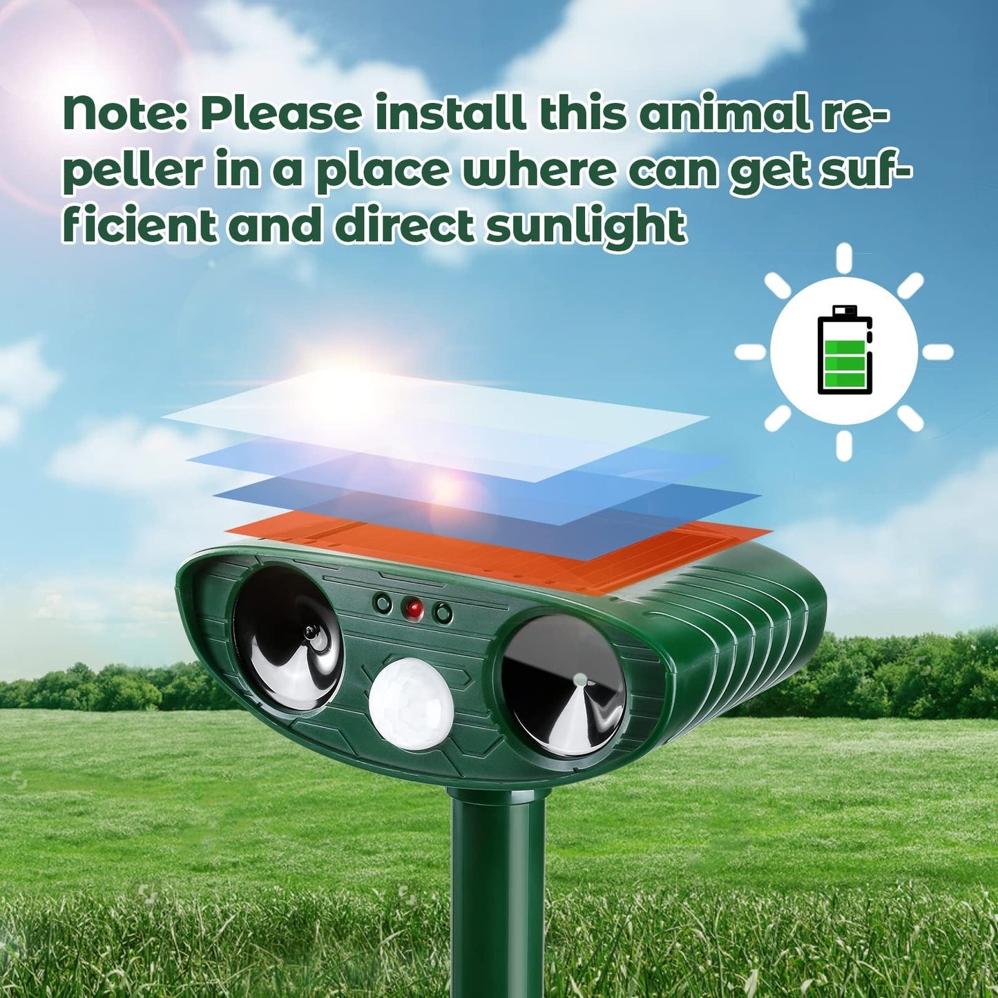 Ultrasonic Solar-Powered Woodpecker Repellent