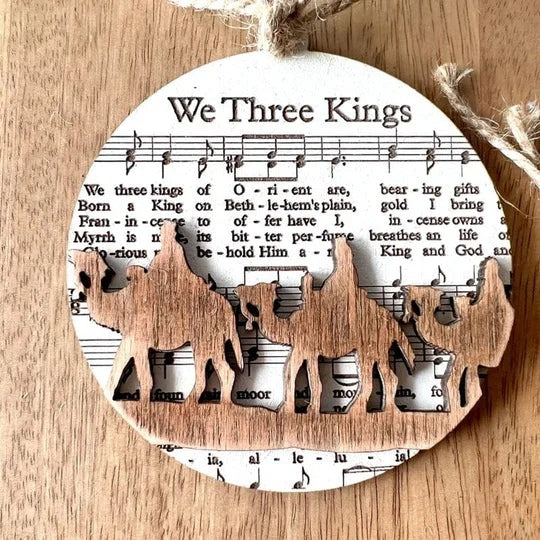Nativity Music Sheet Ornaments - Handcrafted Holiday Decor