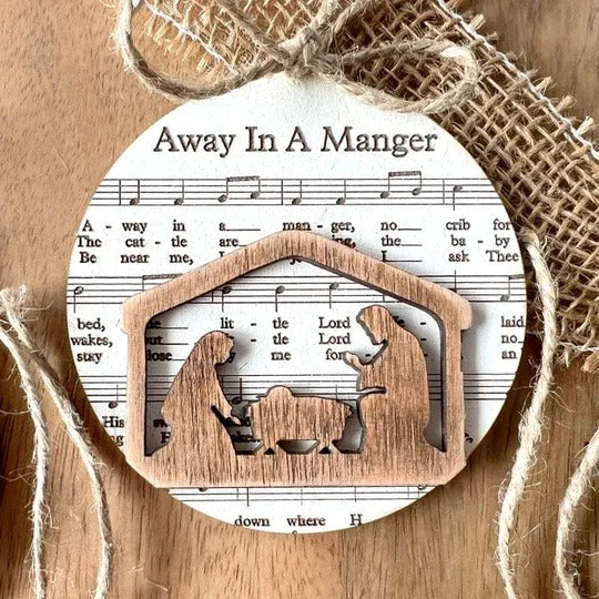 Nativity Music Sheet Ornaments - Handcrafted Holiday Decor