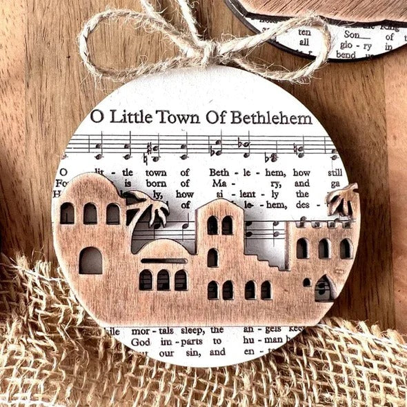 Nativity Music Sheet Ornaments - Handcrafted Holiday Decor